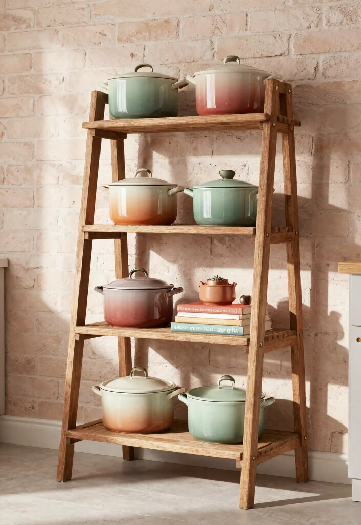17 Kitchen Shelving Ideas Wall Shelves That Elevate Storage - 7. Vintage Ladder Shelving 1