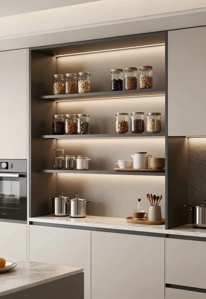 17 Kitchen Shelving Ideas Wall Shelves That Elevate Storage - 8. Integrated Shelving in Cabinets 1
