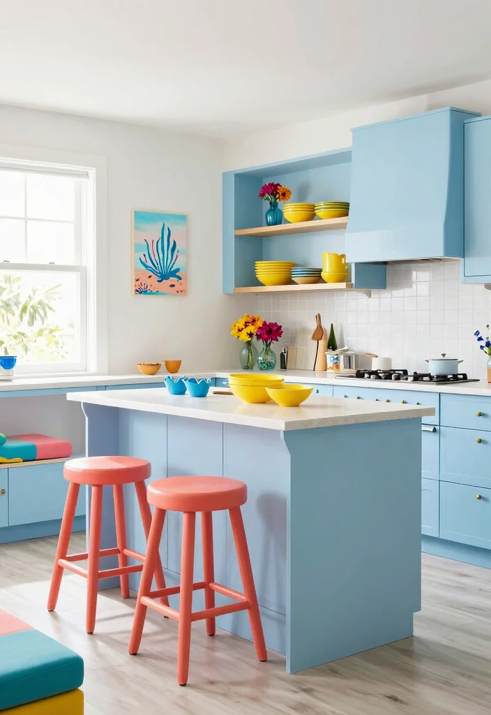 17 Light Blue Kitchen Cabinets Ideas With Fresh Coastal Vibes 2 17 Light Blue Kitchen Cabinets Ideas With Fresh Coastal Vibes - 2. Beachy Brights 1