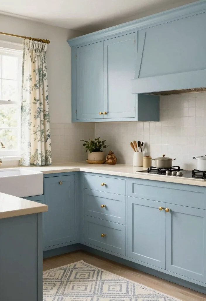 17 Light Blue Kitchen Cabinets Ideas With Fresh Coastal Vibes 3 17 Light Blue Kitchen Cabinets Ideas With Fresh Coastal Vibes - 3. Soft and Subtle 1