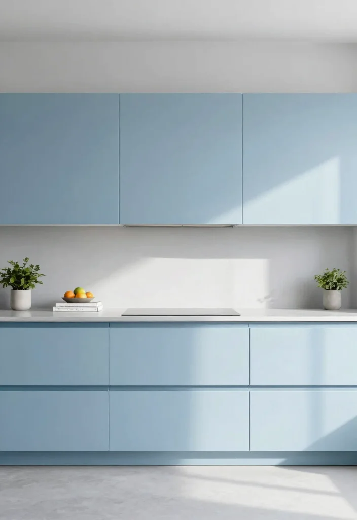 17 Light Blue Kitchen Cabinets Ideas With Fresh Coastal Vibes 5 17 Light Blue Kitchen Cabinets Ideas With Fresh Coastal Vibes - 5. Minimalist Coastal 1