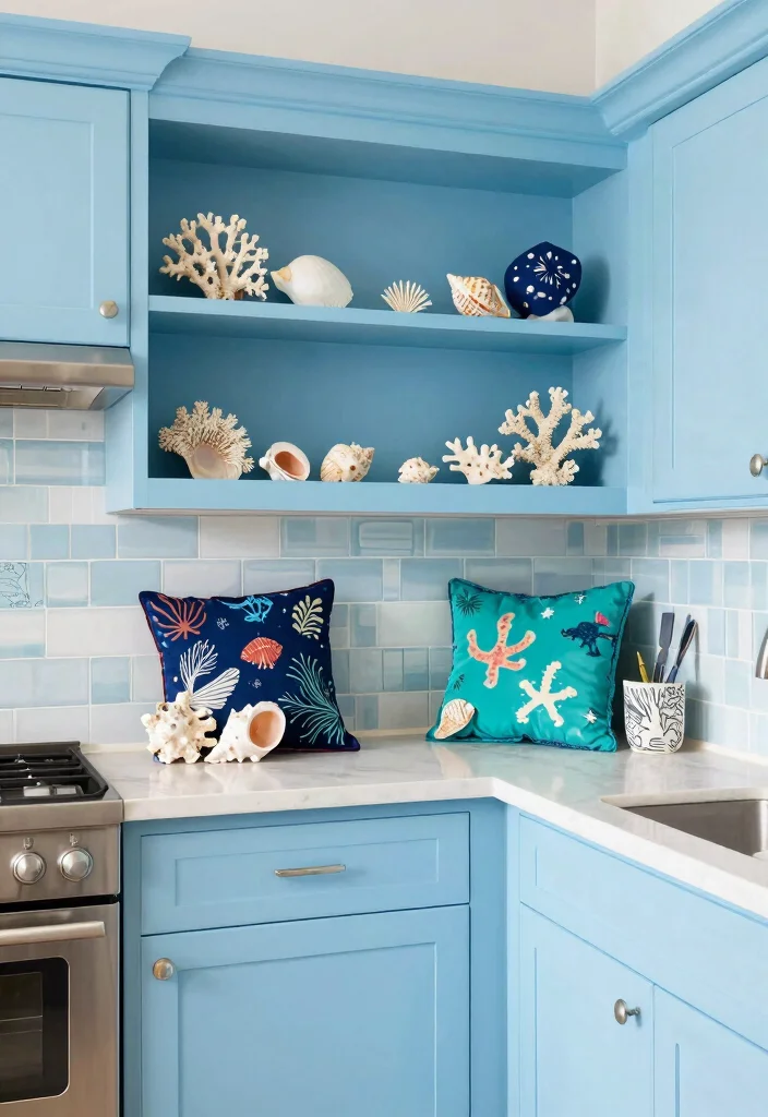 17 Light Blue Kitchen Cabinets Ideas With Fresh Coastal Vibes 7 17 Light Blue Kitchen Cabinets Ideas With Fresh Coastal Vibes - 7. Ocean-Inspired Accents 1