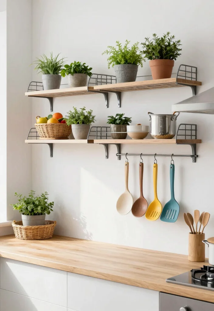 17 Modern Kitchen Shelves Ideas With Clean Lines - 10. Stylish Wire Shelving 1