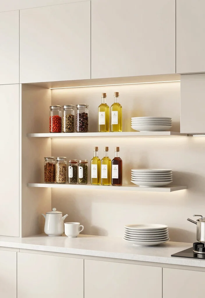17 Modern Kitchen Shelves Ideas With Clean Lines - 13. Under-Cabinet Shelving 1
