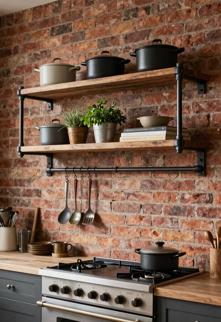 17 Modern Kitchen Shelves Ideas With Clean Lines - 3. Industrial Pipe Shelving 1