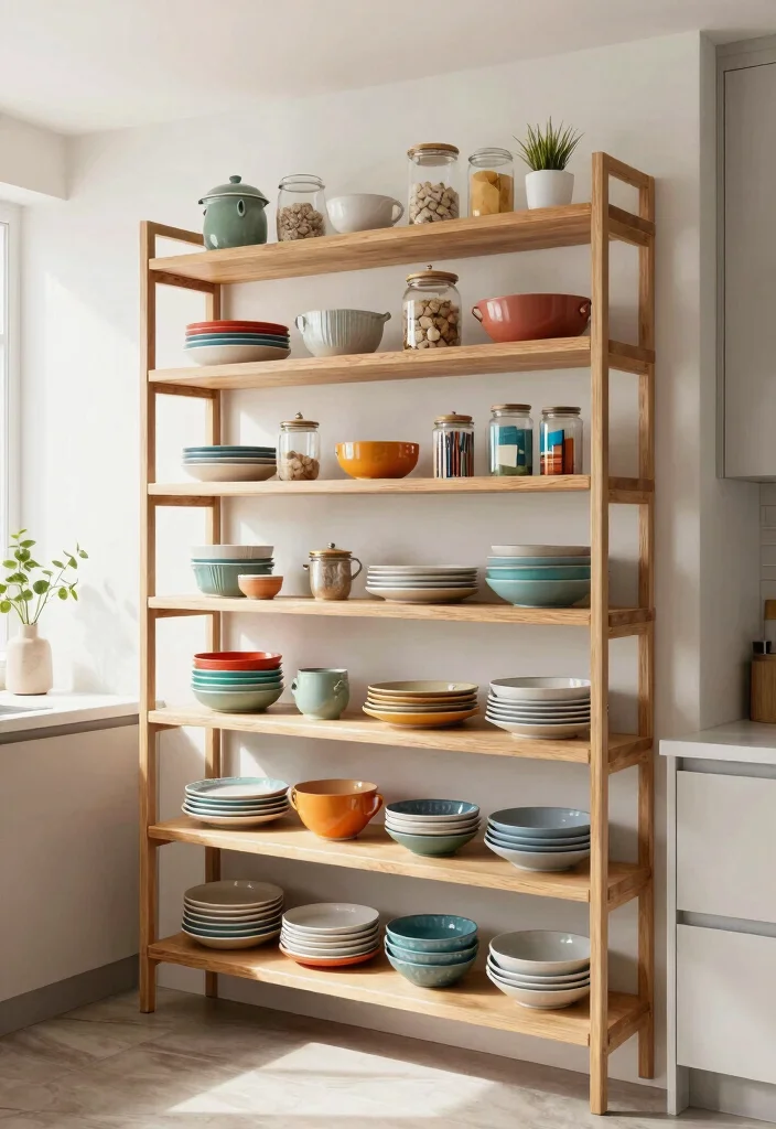 17 Modern Kitchen Shelves Ideas With Clean Lines - 6. Multi-Tiered Shelves 1