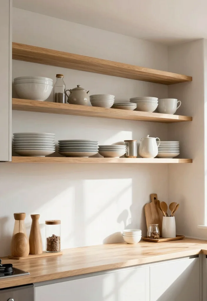 17 Small Kitchen Cabinets Ideas That Feel Spacious - 10. Open Shelving for Easy Access 1