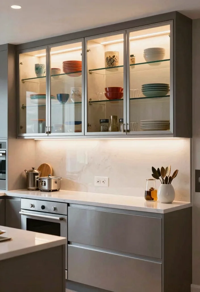 17 Small Kitchen Cabinets Ideas That Feel Spacious - 3. Glass-Front Cabinets for Visibility 1