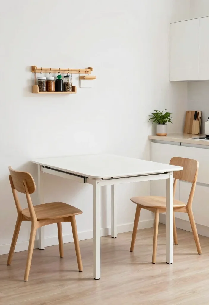 17 Small Kitchen With Dining Table Ideas That Fit Perfectly - 1. Foldable Dining Table 1
