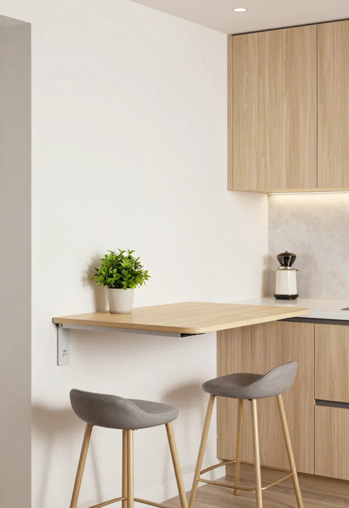 17 Small Kitchen With Dining Table Ideas That Fit Perfectly - 7. Wall-mounted Drop-leaf Tables 1