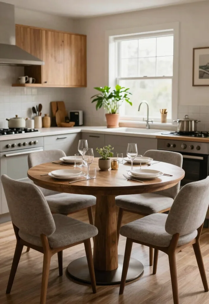 17 Small Kitchen With Dining Table Ideas That Fit Perfectly - 8. Round Tables for Compact Spaces 1