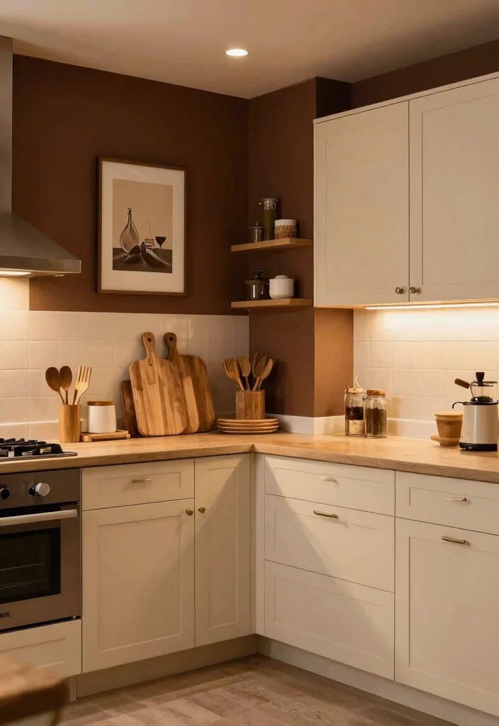 18 Brown Kitchen Walls Ideas With Cozy Depth - 13. Cozy Coffee Brown 1