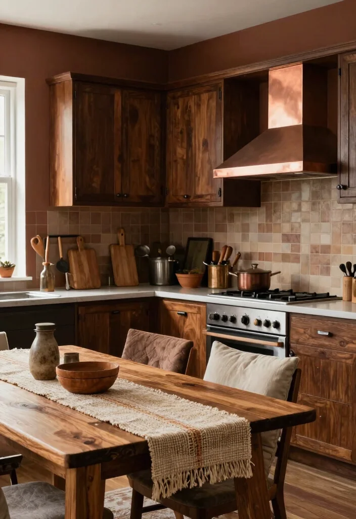 18 Brown Kitchen Walls Ideas With Cozy Depth - 4. Chestnut Brown Warmth 1