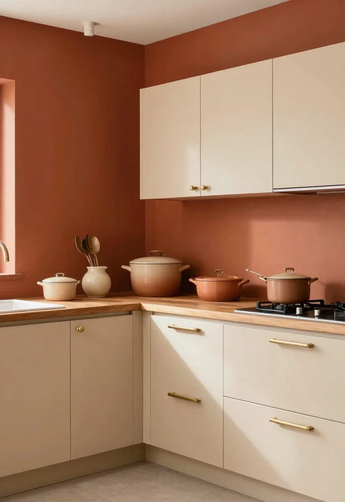 18 Brown Kitchen Walls Ideas With Cozy Depth - 6. Burnt Sienna Rustic Charm 1