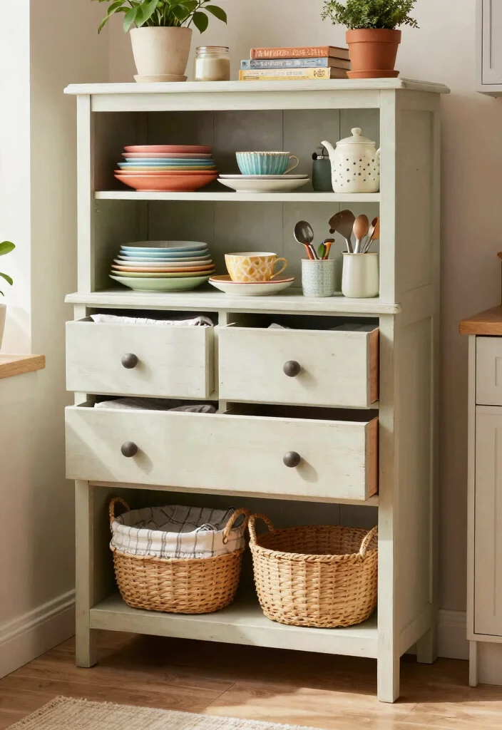 18 Creative Kitchen Storage Ideas That Work Smart - 1. Repurposed Furniture Shelves 1