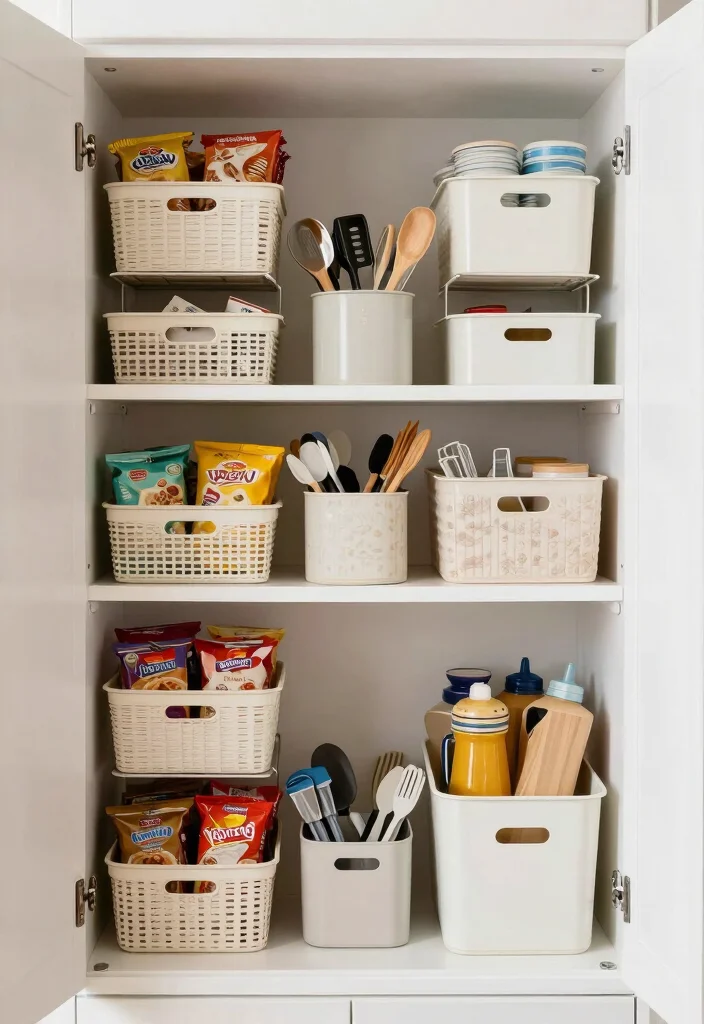 18 Creative Kitchen Storage Ideas That Work Smart - 16. Basket Storage in Cabinets 1