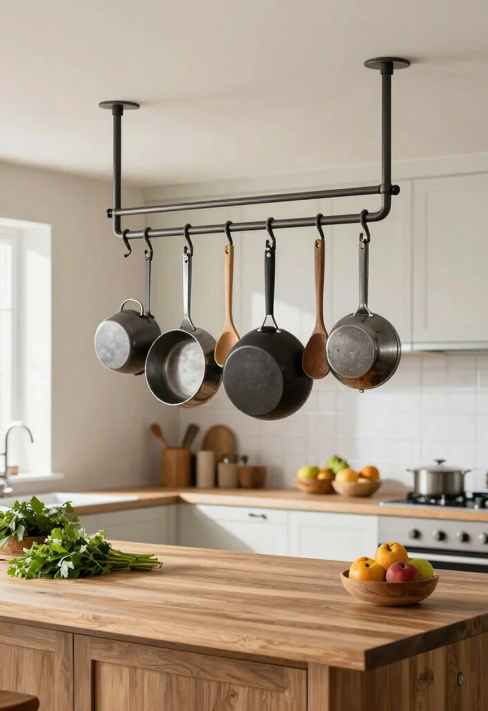 18 Creative Kitchen Storage Ideas That Work Smart - 2. Hanging Pot Racks 1