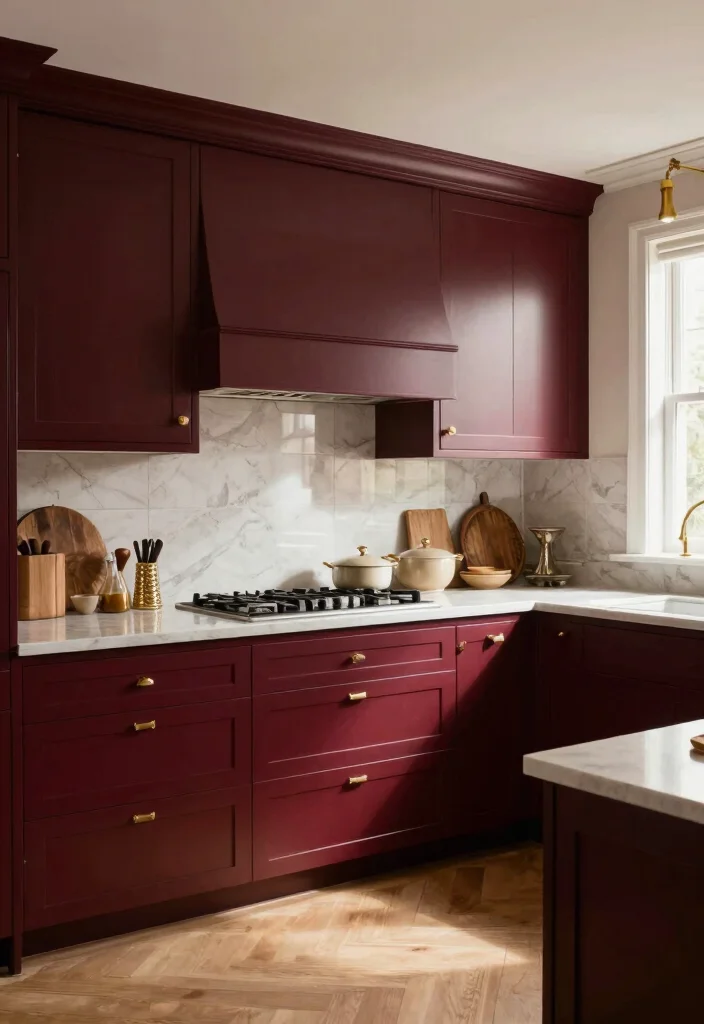 18 Kitchen Cabinet Color Ideas That Transform Your Space 11 18 Kitchen Cabinet Color Ideas That Transform Your Space - 11. Rich Burgundy: Luxurious Depth 1