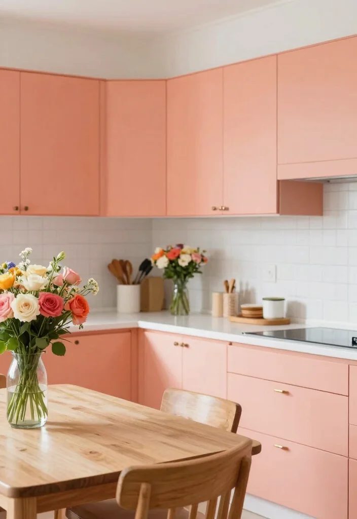 18 Kitchen Cabinet Color Ideas That Transform Your Space 12 18 Kitchen Cabinet Color Ideas That Transform Your Space - 12. Light Coral: Cheerful and Bright 1