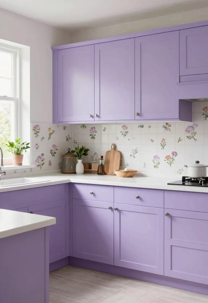 18 Kitchen Cabinet Color Ideas That Transform Your Space 8 18 Kitchen Cabinet Color Ideas That Transform Your Space - 8. Soft Lavender: Whimsical Charm 1