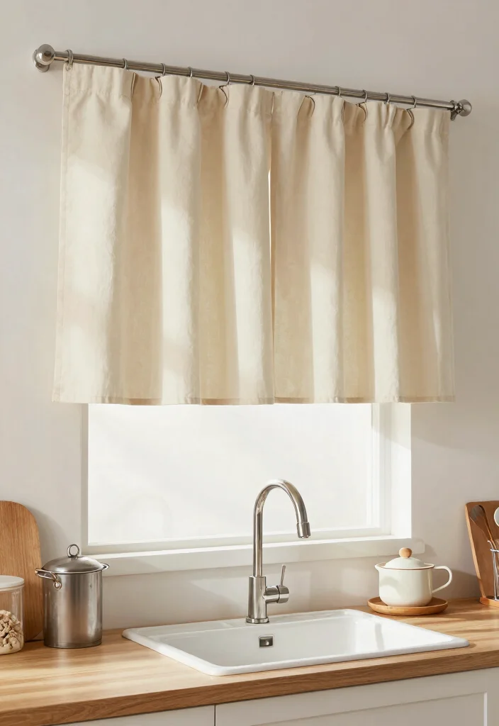 18 Kitchen Curtains Above Sink Ideas With Charming Detail 15 18 Kitchen Curtains Above Sink Ideas With Charming Detail - 15. Simple Cotton Curtains for Everyday Use 1