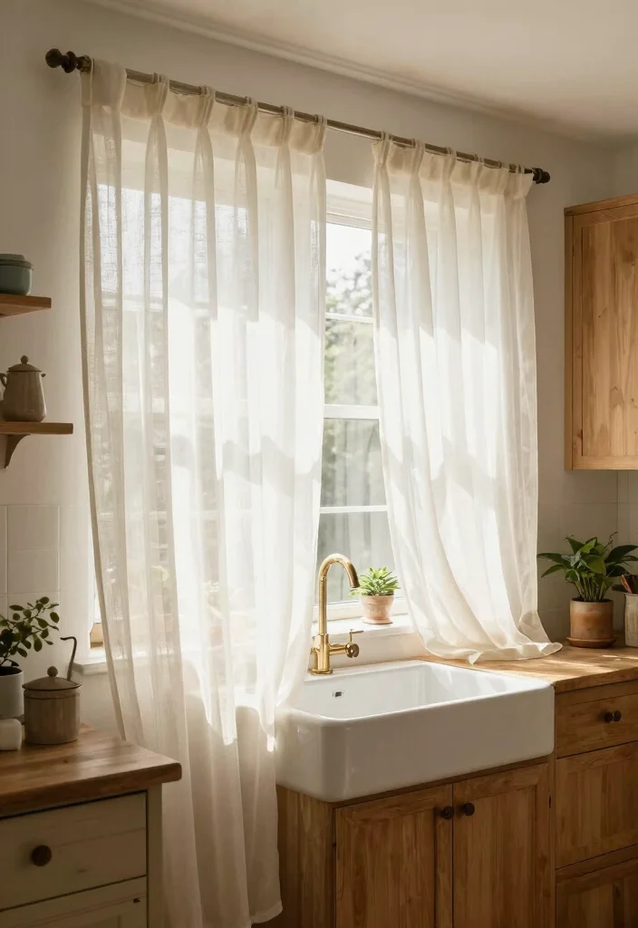 18 Kitchen Curtains Above Sink Ideas With Charming Detail 4 18 Kitchen Curtains Above Sink Ideas With Charming Detail - 4. Sheer Voile Curtains for Light and Airy Spaces 1
