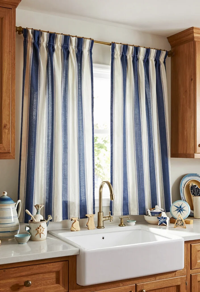 18 Kitchen Curtains Above Sink Ideas With Charming Detail 5 18 Kitchen Curtains Above Sink Ideas With Charming Detail - 5. Vintage Striped Patterns for a Nautical Feel 1