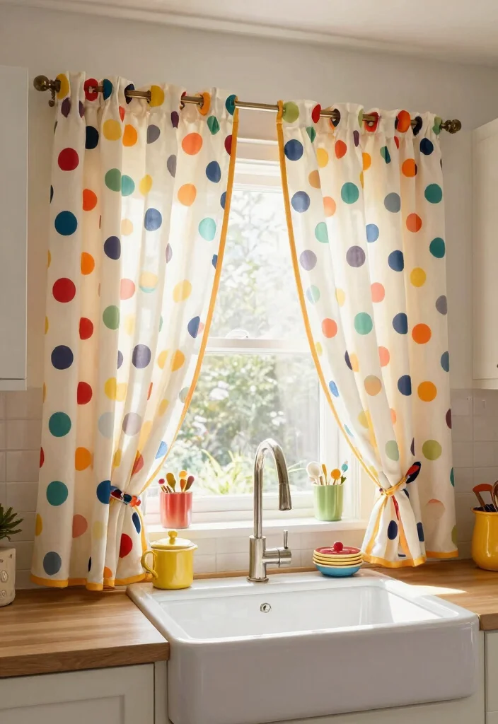 18 Kitchen Curtains Above Sink Ideas With Charming Detail 8 18 Kitchen Curtains Above Sink Ideas With Charming Detail - 8. Retro Polka Dots for a Touch of Fun 1