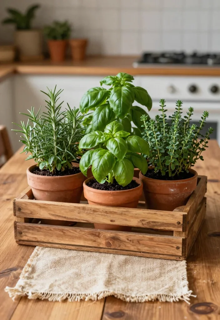 18 Kitchen Table Centerpiece Ideas That Elevate Everyday Dining - 1. Fresh Herb Garden 1