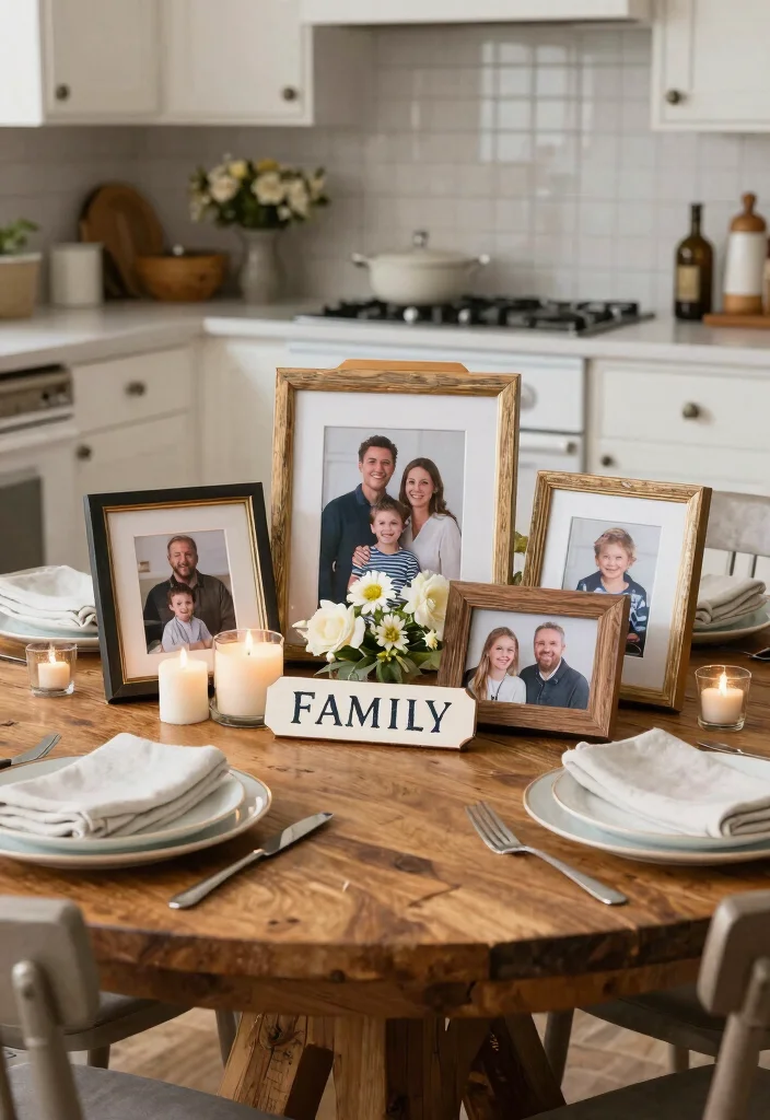 18 Kitchen Table Centerpiece Ideas That Elevate Everyday Dining - 18. Personalized Family Centerpiece 1