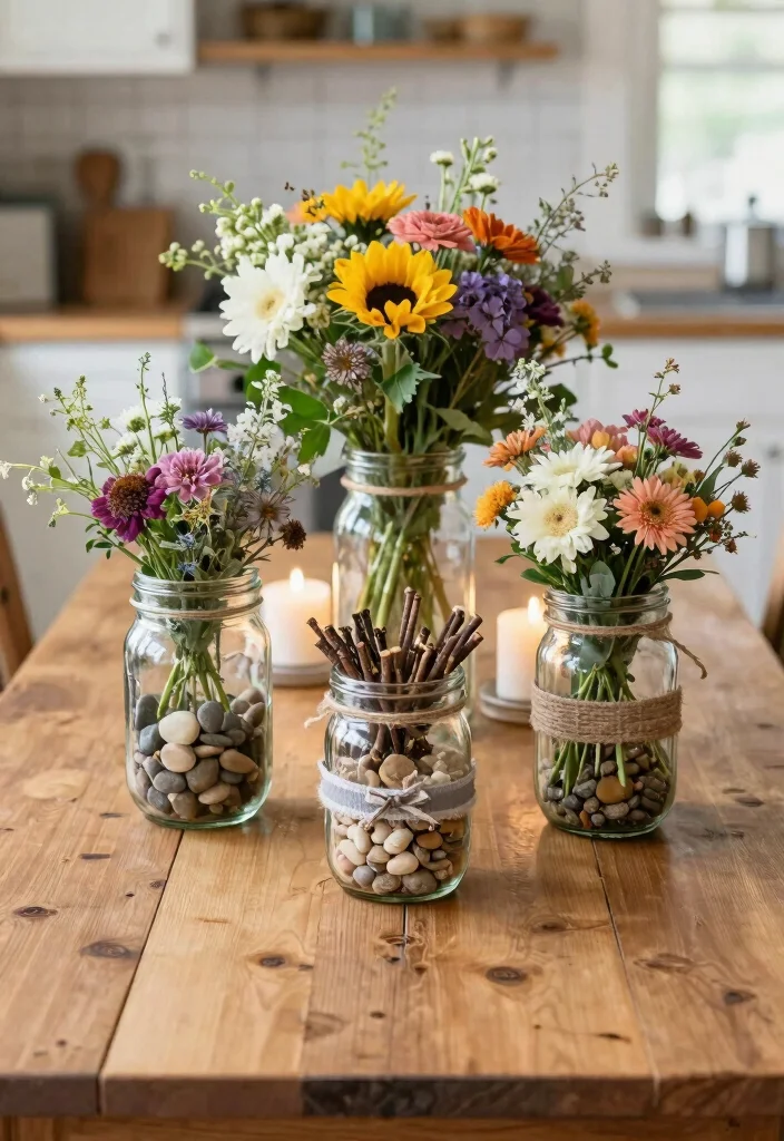18 Kitchen Table Centerpiece Ideas That Elevate Everyday Dining - 3. Repurposed Mason Jars 1