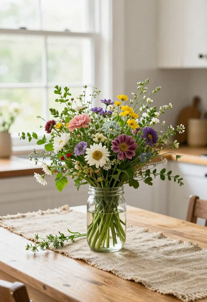 18 Kitchen Table Centerpiece Ideas That Elevate Everyday Dining - 4. Rustic Floral Arrangement 1