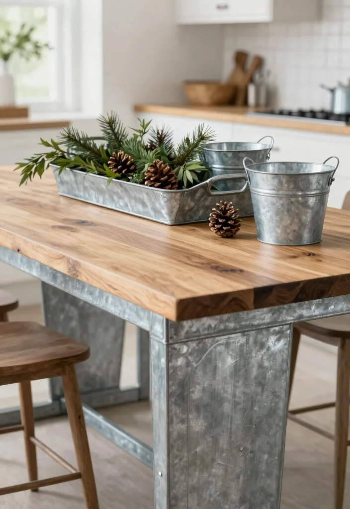 18 Kitchen Table Centerpiece Ideas That Elevate Everyday Dining - 7. Galvanized Metal Accents 1