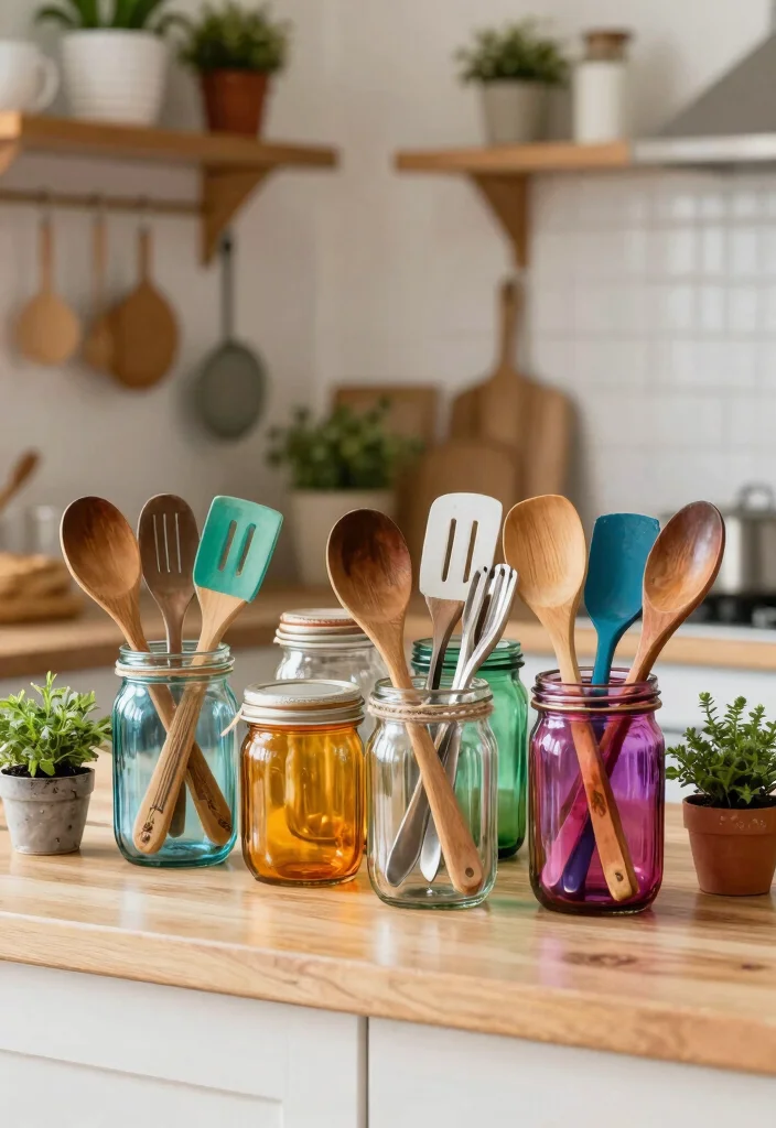 18 Kitchen Utensil Holder Ideas That Look Cute & Practical 1 18 Kitchen Utensil Holder Ideas That Look Cute & Practical - 1. Upcycled Glass Jars 1