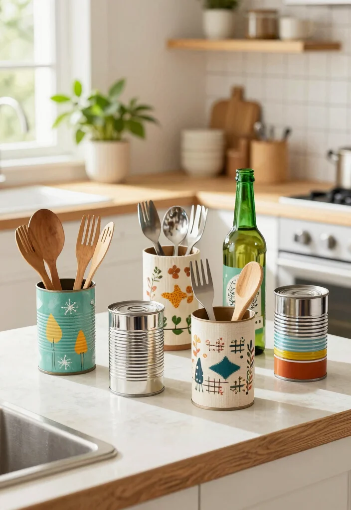 18 Kitchen Utensil Holder Ideas That Look Cute & Practical 16 18 Kitchen Utensil Holder Ideas That Look Cute & Practical - 16. Eco-Friendly Recycled Utensil Holders 1