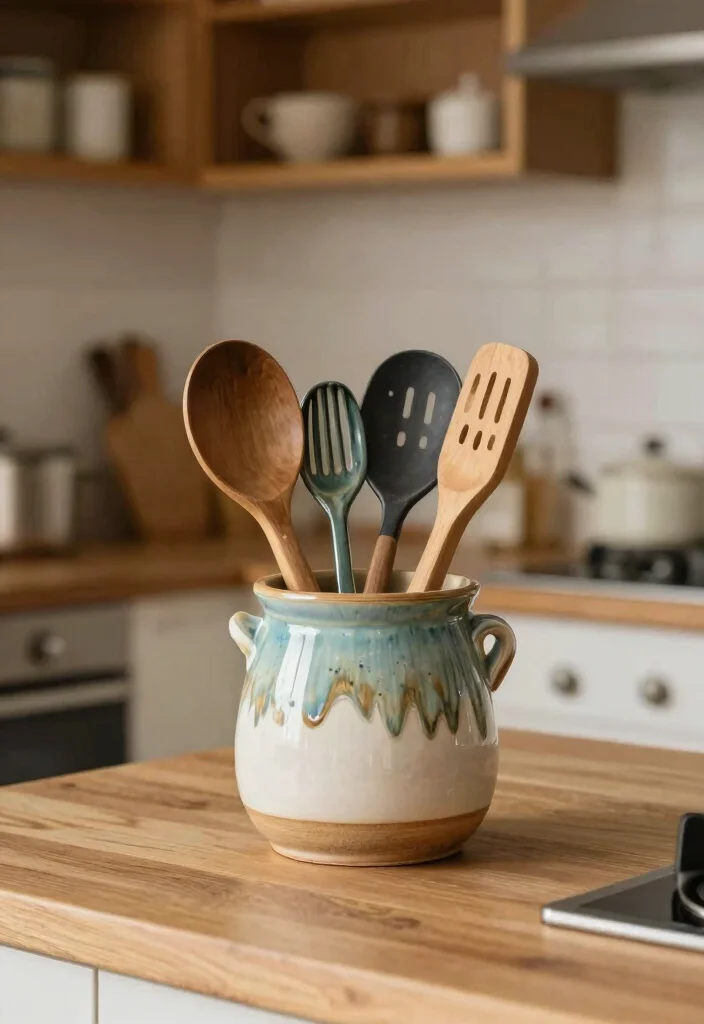 18 Kitchen Utensil Holder Ideas That Look Cute & Practical 18 18 Kitchen Utensil Holder Ideas That Look Cute & Practical - 18. Handmade Pottery Holders 1