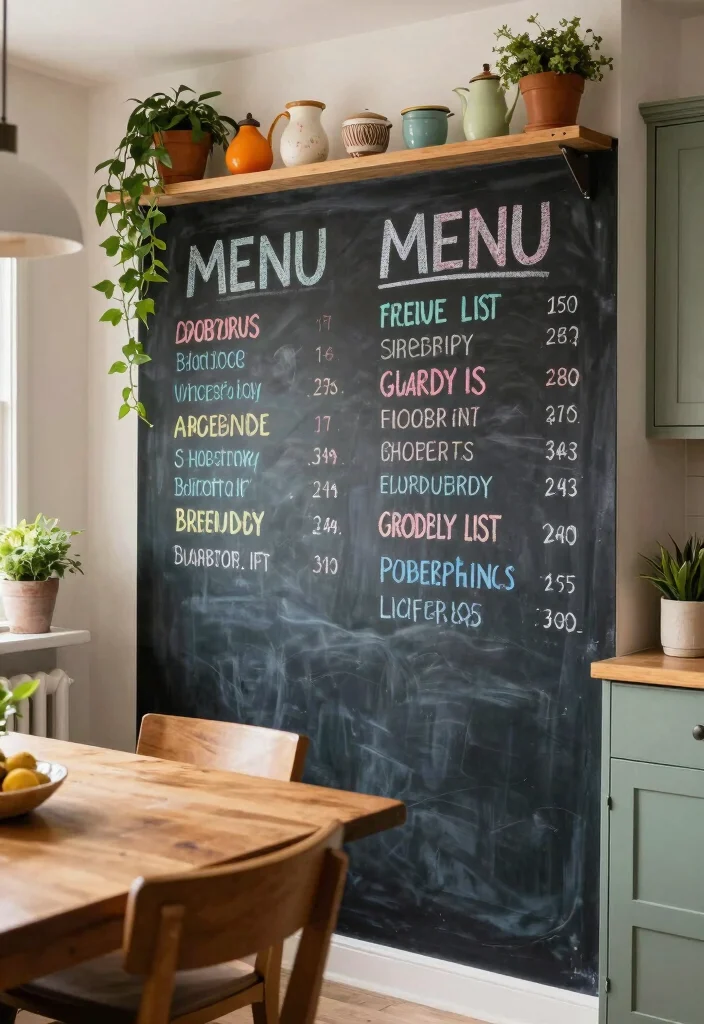 18 Kitchen Wall Organization Ideas That Keep It Tidy 8 18 Kitchen Wall Organization Ideas That Keep It Tidy - 8. Chalkboard Wall for Notes and Menus 1