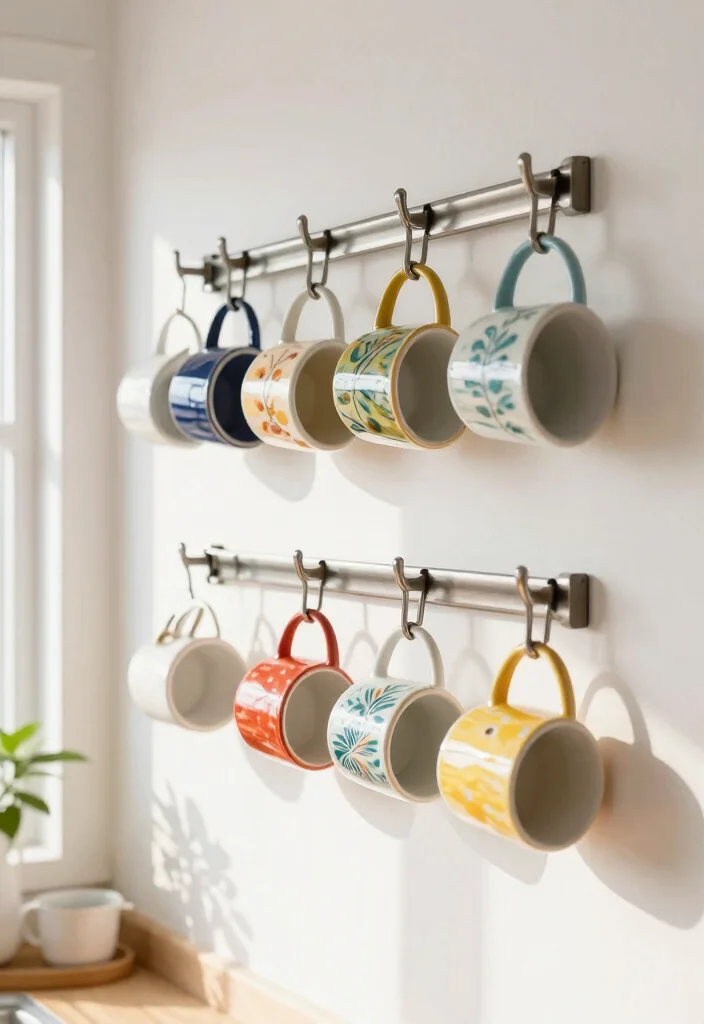 18 Kitchen Wall Organization Ideas That Keep It Tidy 9 18 Kitchen Wall Organization Ideas That Keep It Tidy - 9. Hooks for Mugs and Cups 1