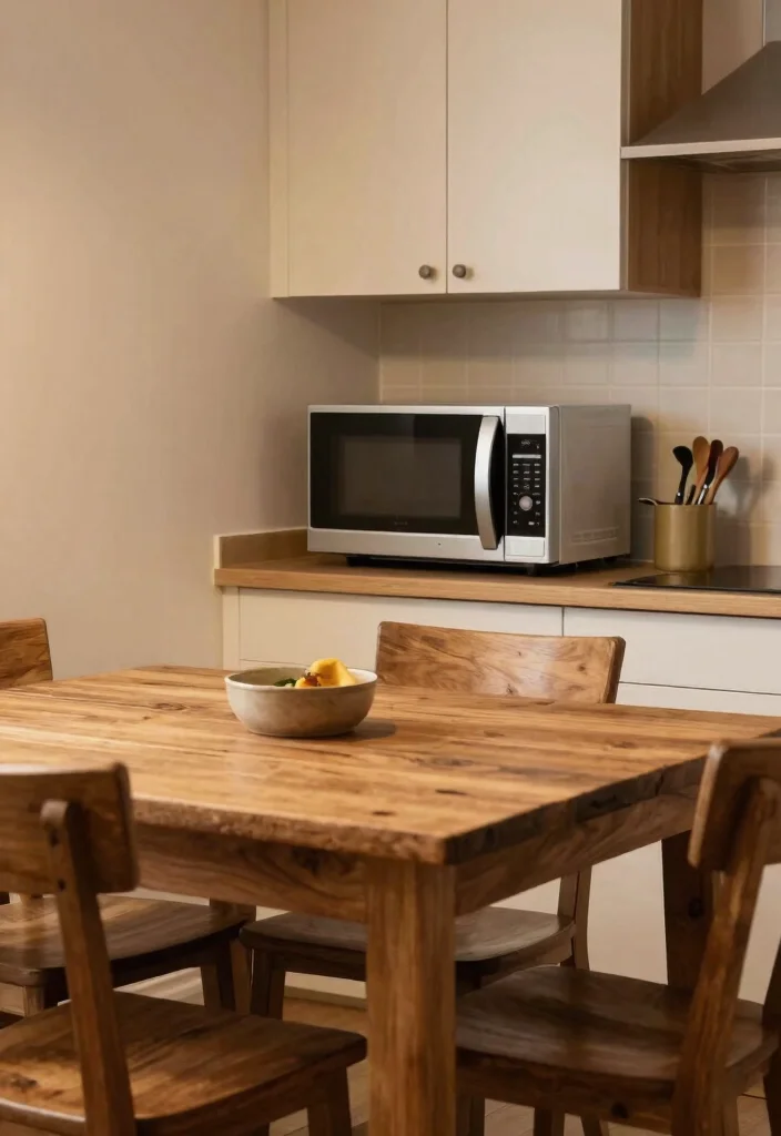 18 Microwave Placement in Kitchen Ideas That Save Space - 15. Underneath a Table 1