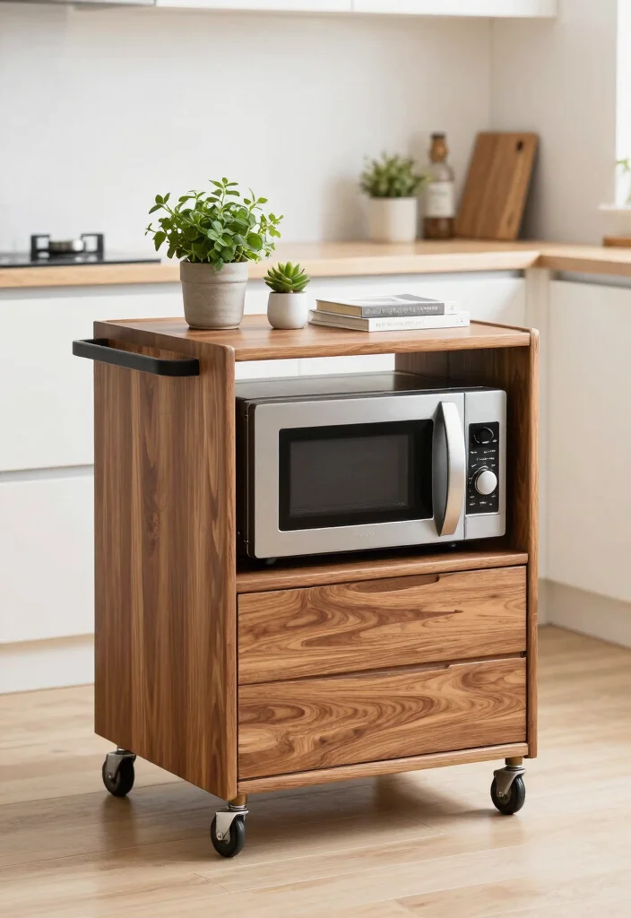 18 Microwave Placement in Kitchen Ideas That Save Space - 9. Multi-functional Furniture 1