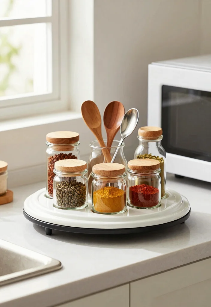 18 Microwave Storage Ideas Small Kitchen That Work Brilliantly 17 18 Microwave Storage Ideas Small Kitchen That Work Brilliantly - 17. Use a Lazy Susan for Easy Access 1