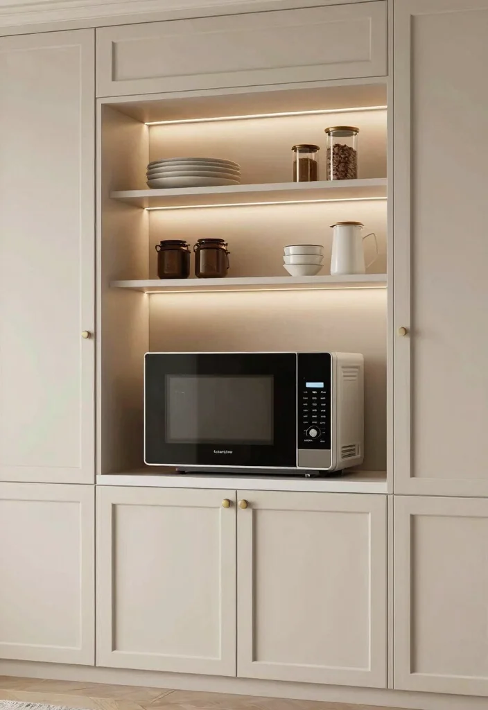 18 Microwave Storage Ideas Small Kitchen That Work Brilliantly 3 18 Microwave Storage Ideas Small Kitchen That Work Brilliantly - 3. Built-In Microwave Nook 1