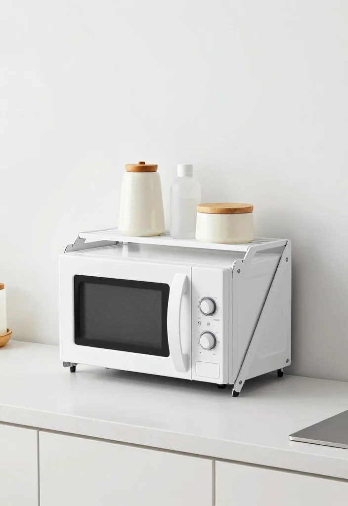 18 Microwave Storage Ideas Small Kitchen That Work Brilliantly 8 18 Microwave Storage Ideas Small Kitchen That Work Brilliantly - 8. Folding Microwave Stand 1