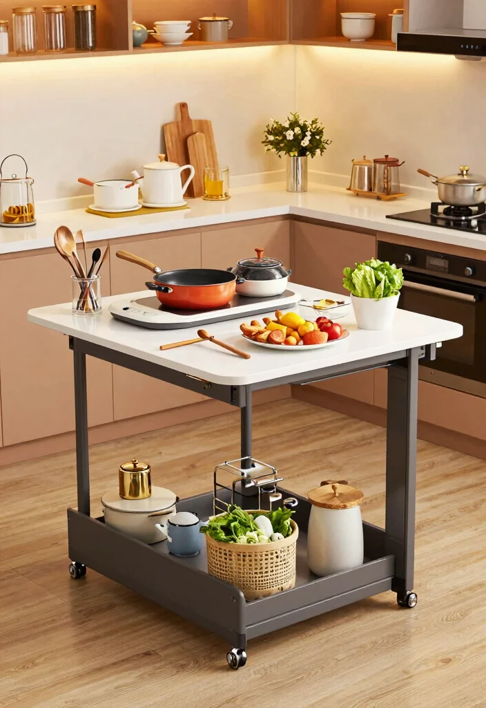 18 Pull Out Table Kitchen Ideas That Save Space - 17. Multifunctional Pull Out Table with Workstation 1