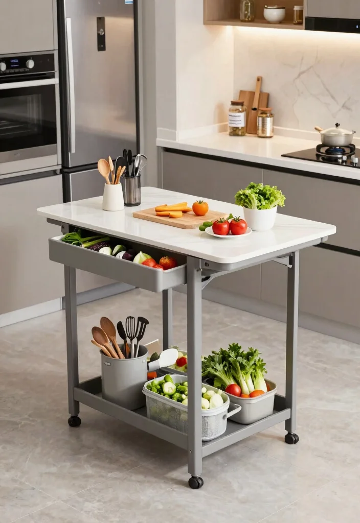 18 Pull Out Table Kitchen Ideas That Save Space - 18. Pull Out Prep Table 1
