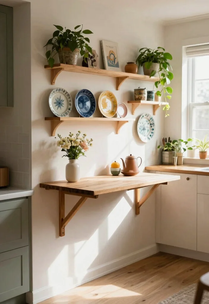 18 Pull Out Table Kitchen Ideas That Save Space - 2. Wall-Mounted Fold-Down Table 1