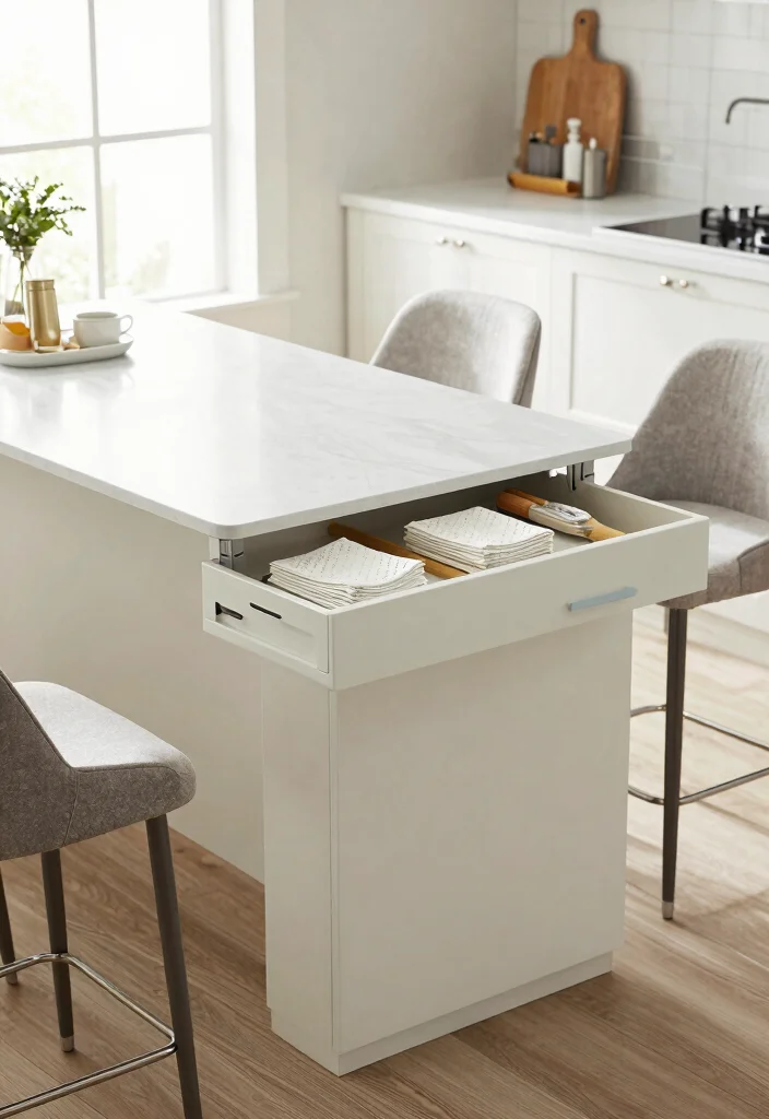 18 Pull Out Table Kitchen Ideas That Save Space - 5. Pull Out Table with Storage 1