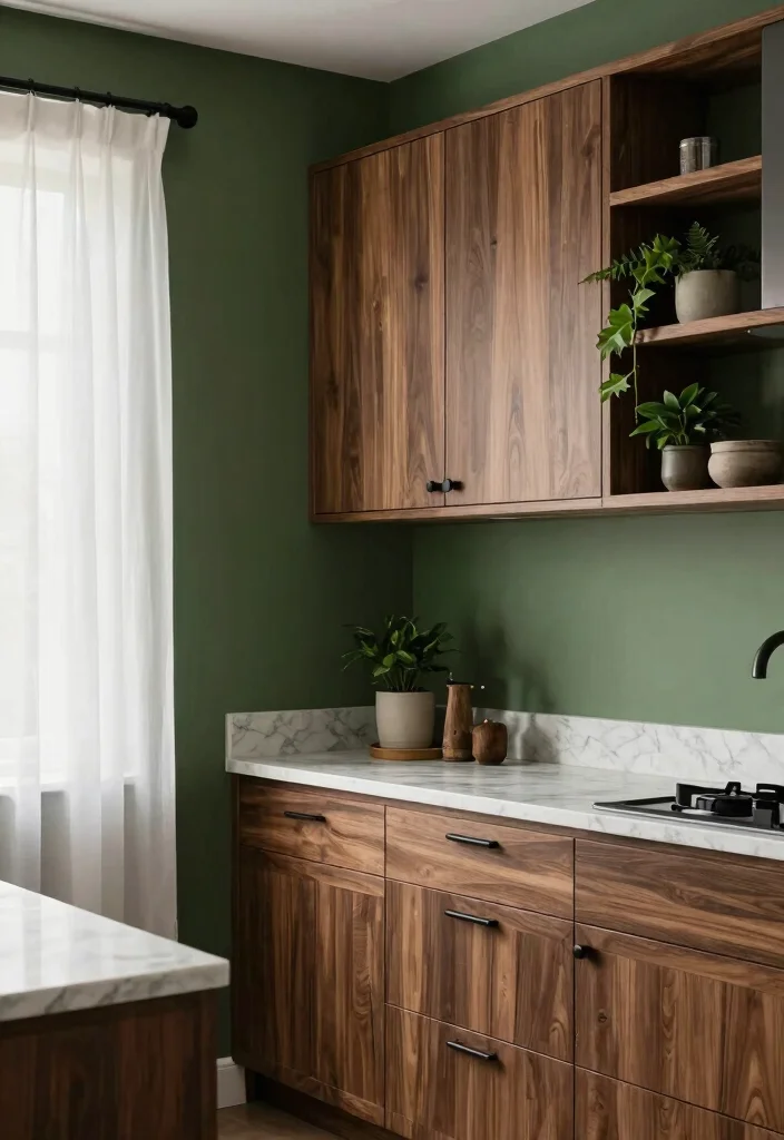 18 Walnut Kitchen Cabinets Color Schemes Ideas With Luxe Finish 1 18 Walnut Kitchen Cabinets Color Schemes Ideas With Luxe Finish - 1. Earthy Greens and Walnut Harmony 1