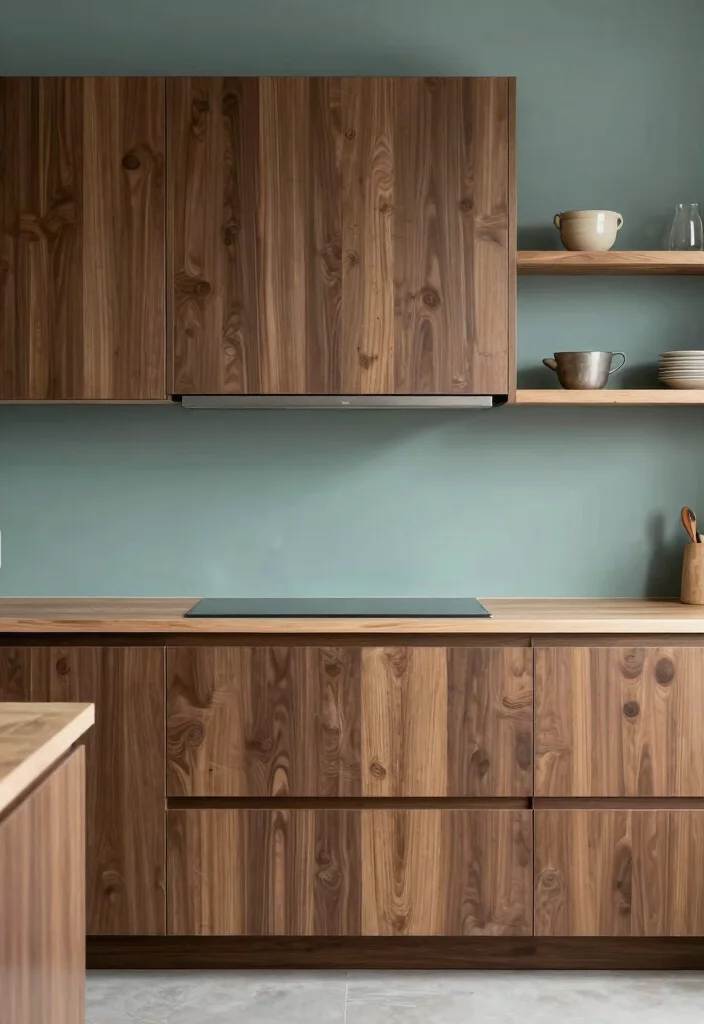 18 Walnut Kitchen Cabinets Color Schemes Ideas With Luxe Finish 11 18 Walnut Kitchen Cabinets Color Schemes Ideas With Luxe Finish - 11. Subtle Teal and Walnut Beauty 1