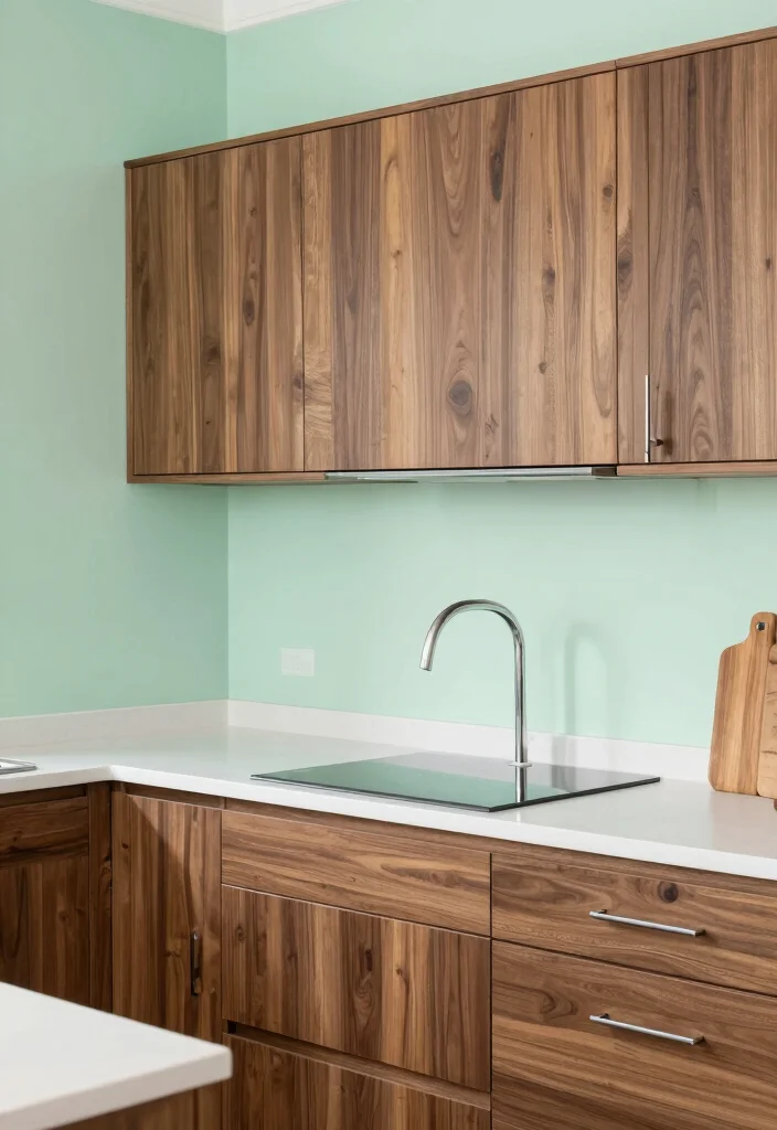 18 Walnut Kitchen Cabinets Color Schemes Ideas With Luxe Finish 14 18 Walnut Kitchen Cabinets Color Schemes Ideas With Luxe Finish - 14. Fresh Mint and Walnut Delight 1
